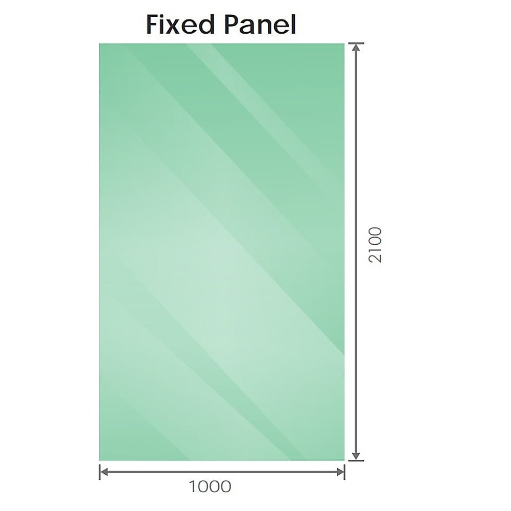 100x210cm Single Shower Glass Screen with Chrome U-brackets & Square Pole