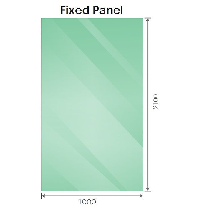 100x210cm Single Shower Glass Screen with Chrome U-brackets & Round Pole