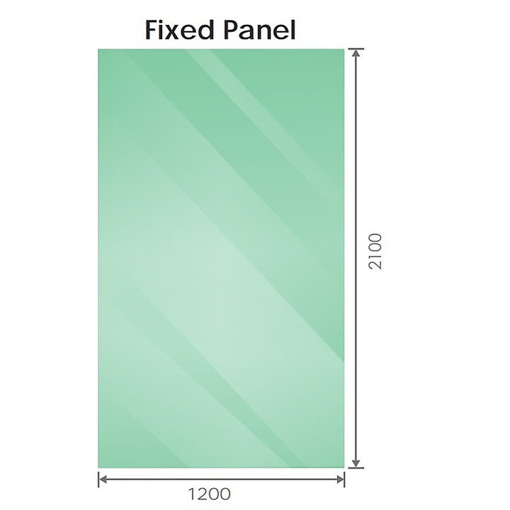 120x210cm Single Shower Glass Screen with Chrome U-brackets & Square Pole