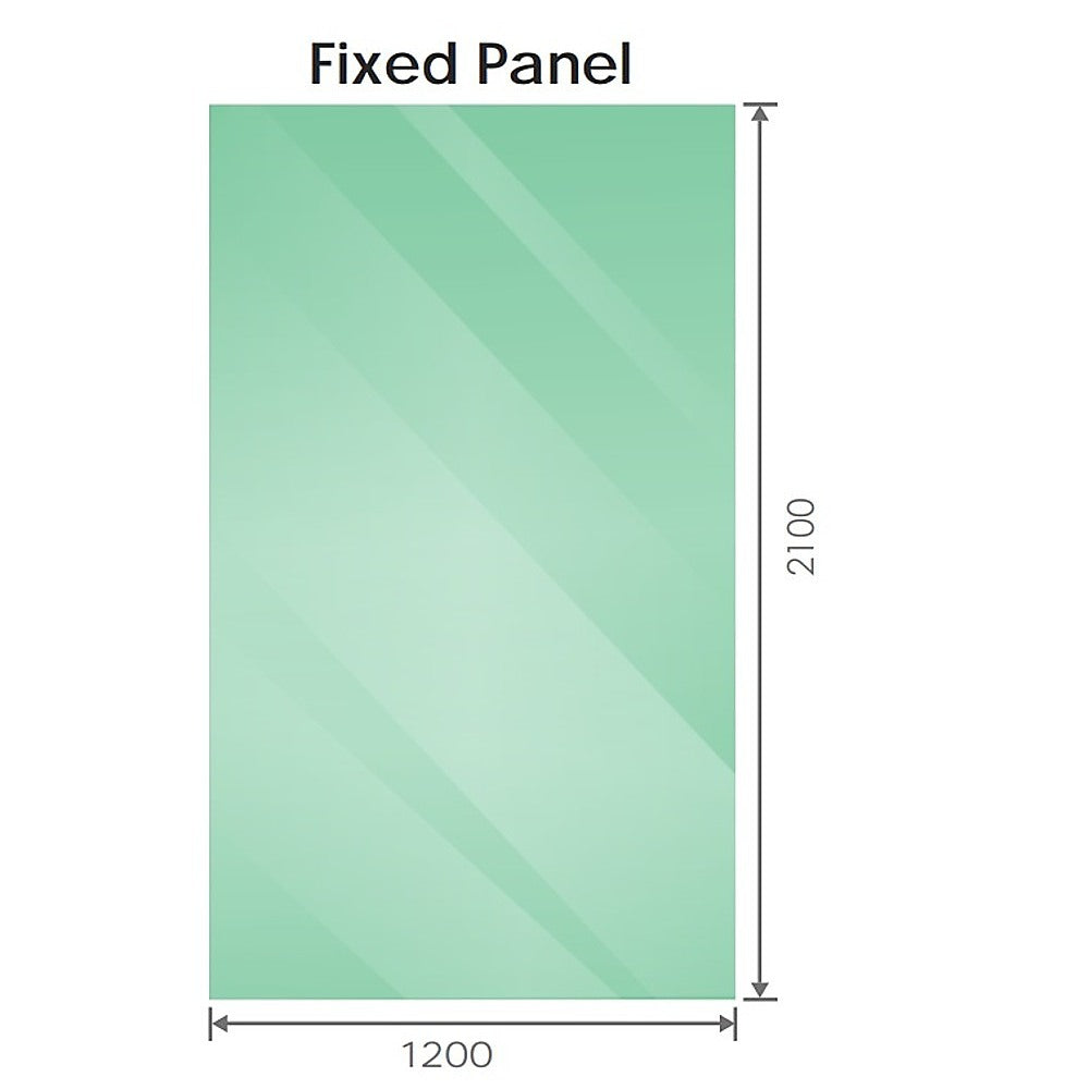 120x210cm Single Shower Glass Screen with Chrome F-brackets & Square Pole