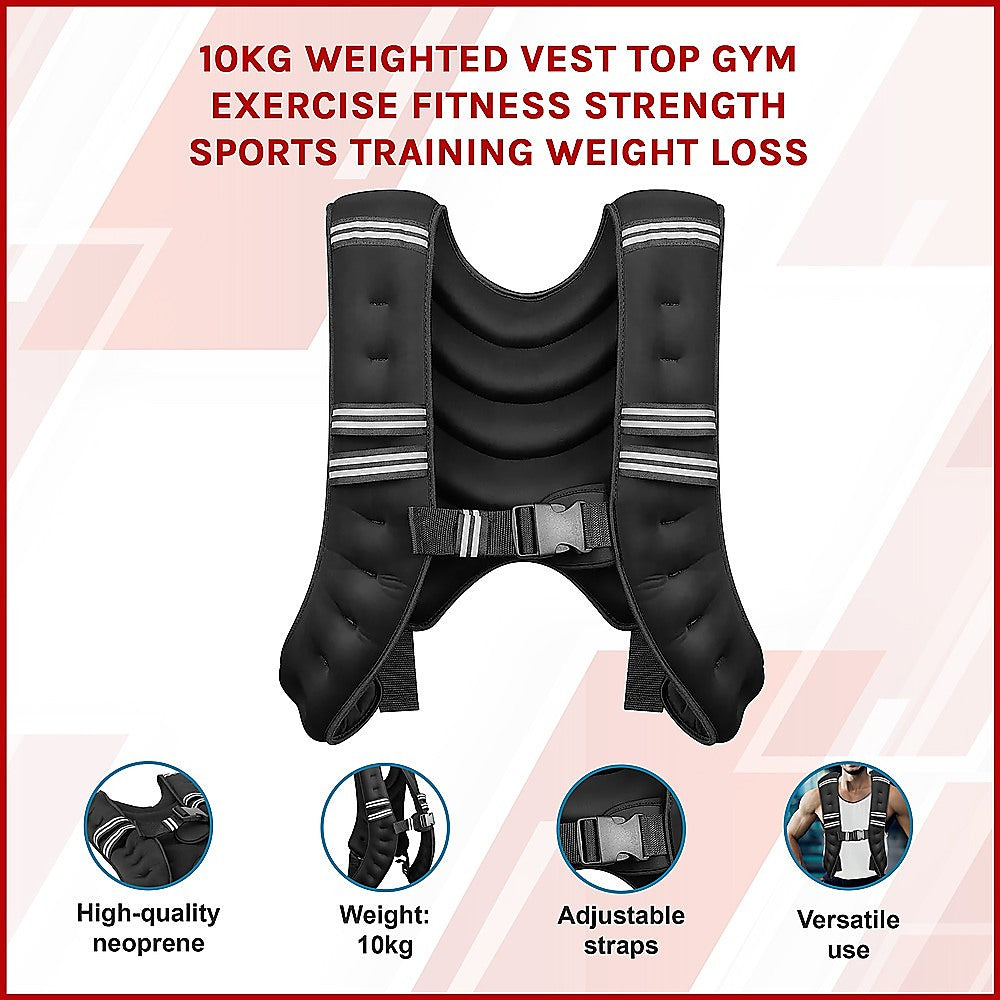 10KG Weighted Vest Top Gym Exercise Fitness Strength Sports Training Weight Loss