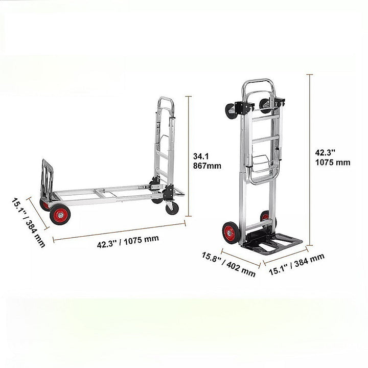 Hand Truck 2 in 1 Folding Dolly Cart 180kg Capacity Heavy Duty Aluminium