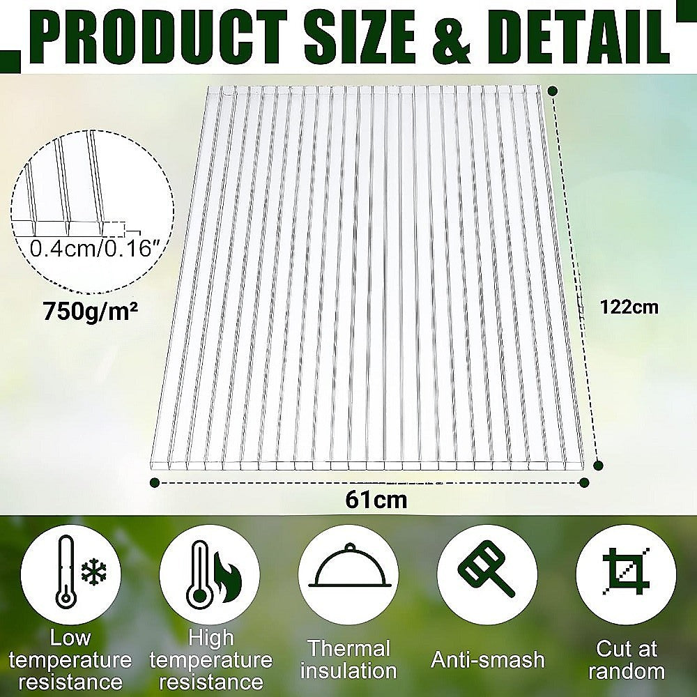 4mm Polycarbonate Roofing Sheets Clear UV Roof 610x1220mm Bulk 12 Pack