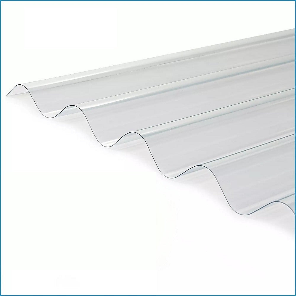 8mm PVC Corrugated Roofing Sheets Clear UV Roof 836x2000mm Bulk 10 Pack