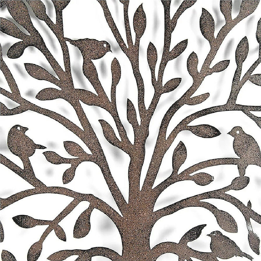 French Rustic 60cm Tree of Life & Birds Round Metal Wall Garden Art Sculpture