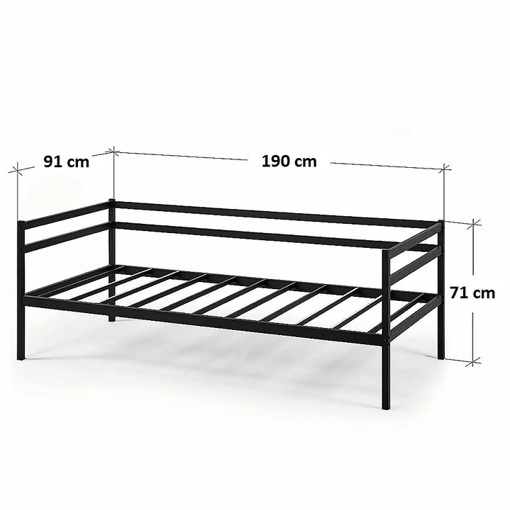 Single Daybed Metal Frame Sofa Premium Black Day Bed Steel Support