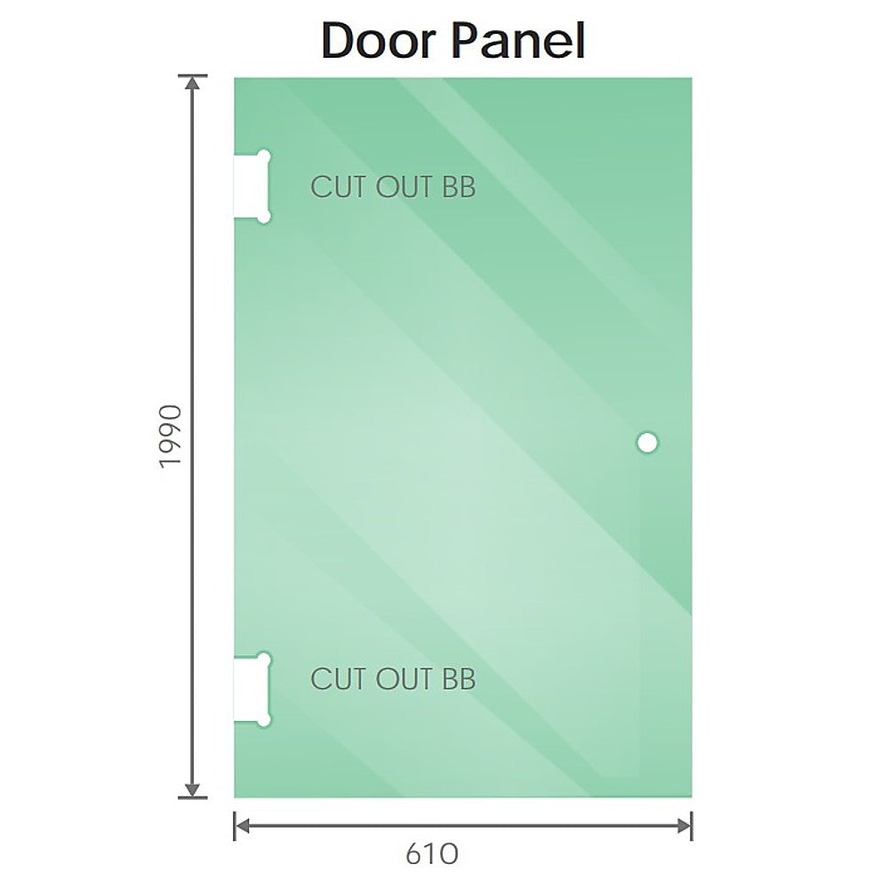 90x80cm Corner Frameless Shower Screen with Chrome Channel and SS Hinges, Round Handle