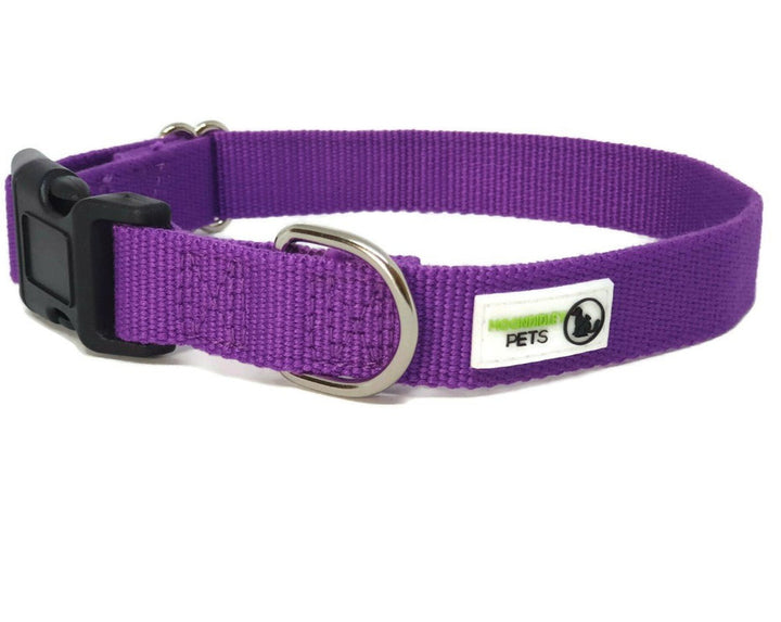 100% Pure Bamboo Fibre Dog Collar Plastic Buckle - Moondidley Pets Large Purple