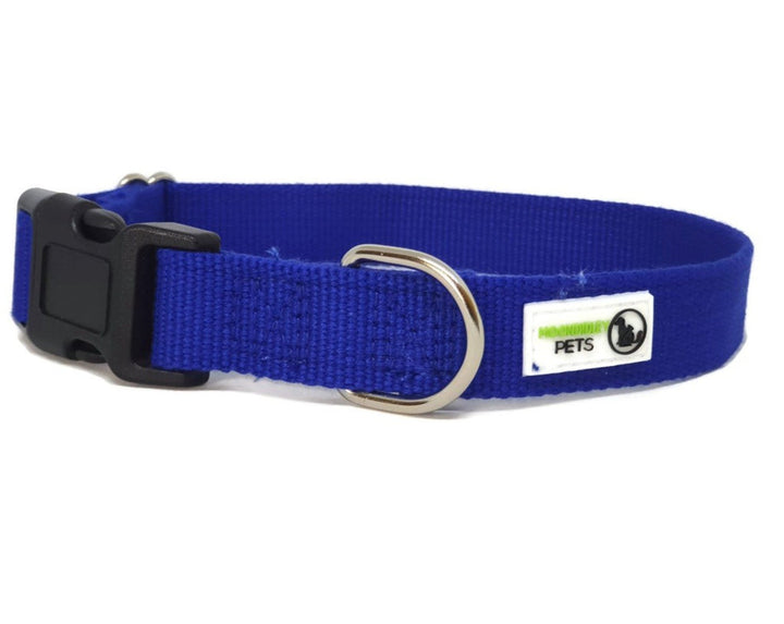 100% Pure Bamboo Fibre Dog Collar Plastic Buckle - Moondidley Pets Small Navy