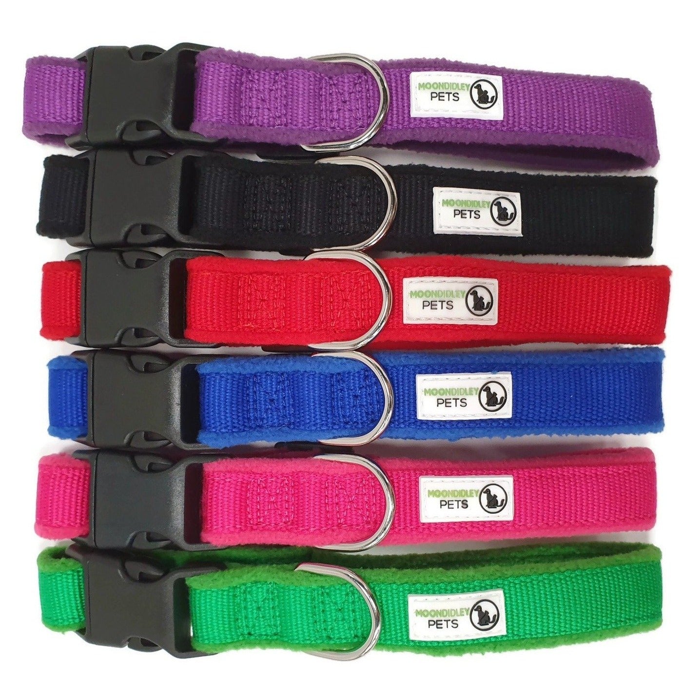 100% Pure Bamboo Fibre w/Fleece Lining Dog Collar Plastic Buckle - Moondidley Pets Medium Navy