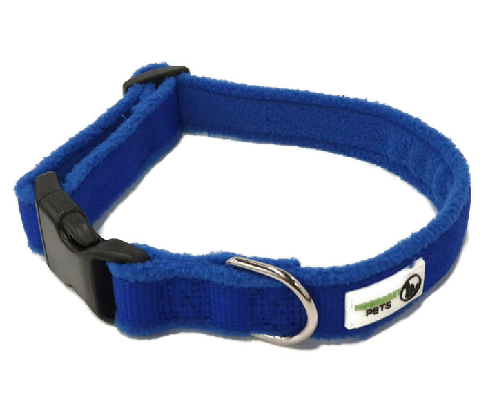 100% Pure Bamboo Fibre w/Fleece Lining Dog Collar Plastic Buckle - Moondidley Pets Small Navy