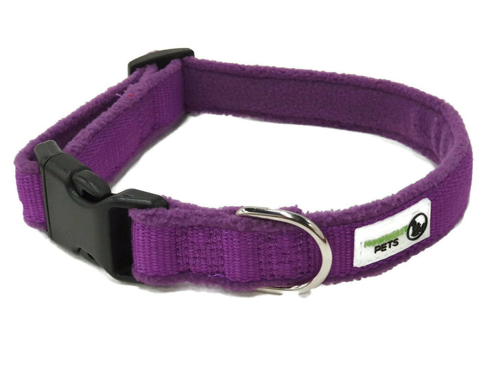 100% Pure Bamboo Fibre w/Fleece Lining Dog Collar Plastic Buckle - Moondidley Pets X-Small Purple