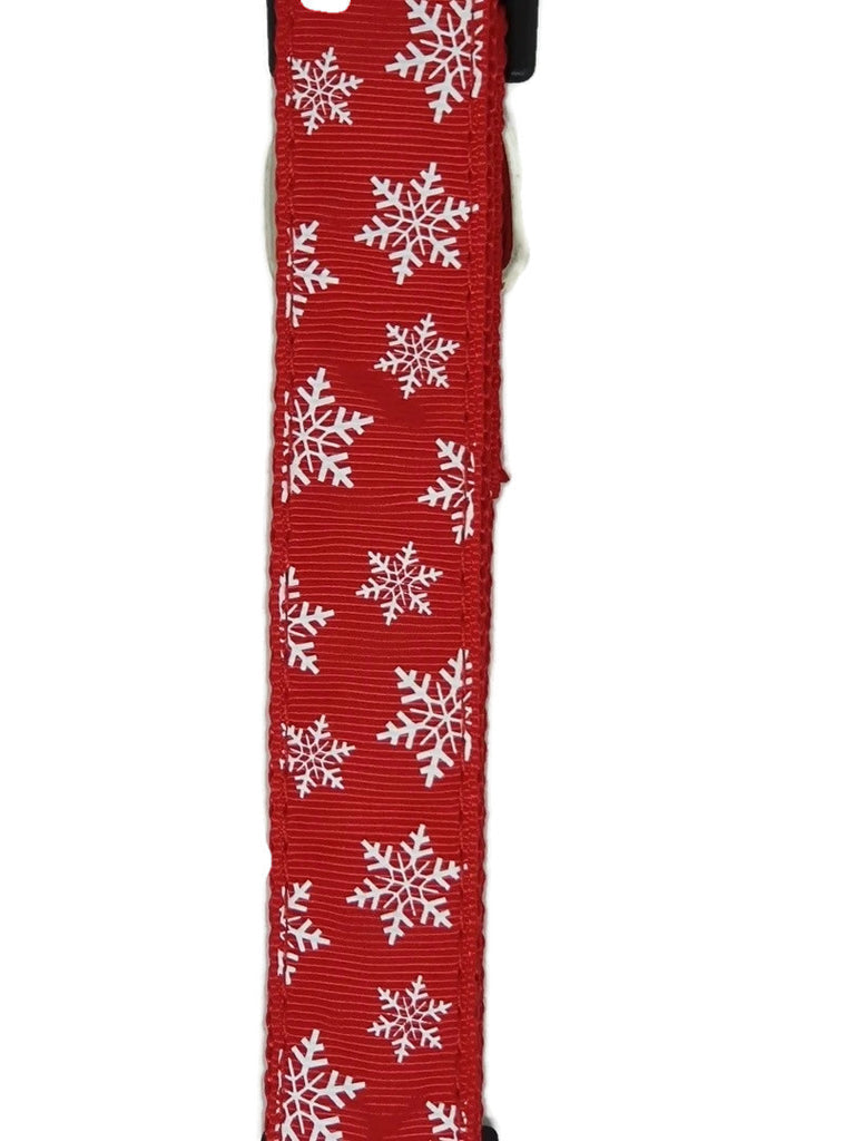 Christmas Dog Collars Adjustable - Moondidley Pets Medium Red Snow Flakes