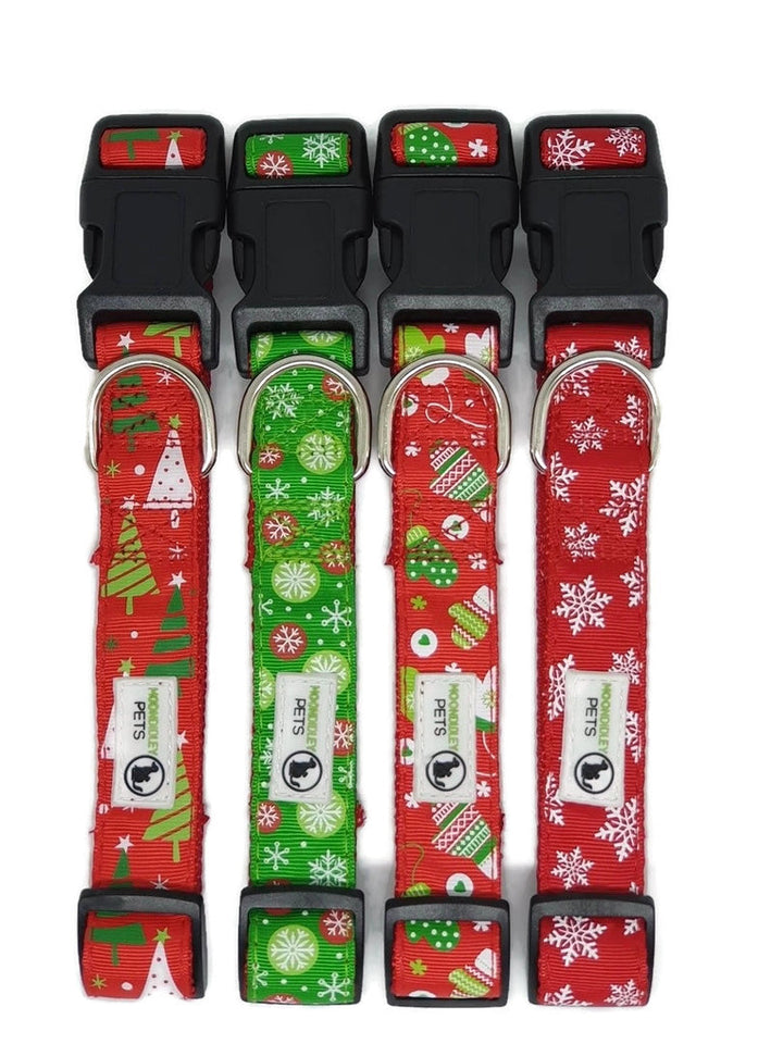 Christmas Dog Collars Adjustable - Moondidley Pets Small Red Xmas Trees