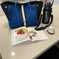 Neoprene Bag - Vegan Tote - 2 Piece Set - Stripe - Blue Leopard