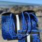 Neoprene Bag - Vegan Tote - 2 Piece Set - Stripe - Blue Leopard