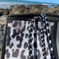 Neoprene Bag - Vegan Tote - 2 Piece Set - Stripe - Black & White Leopard