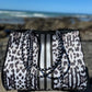 Neoprene Bag - Vegan Tote - 2 Piece Set - Stripe - Black & White Leopard