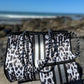 Neoprene Bag - Vegan Tote - 2 Piece Set - Stripe - Black & White Leopard