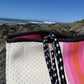 Neoprene Bag - Vegan Tote - 2 Piece Set - Stripe - White