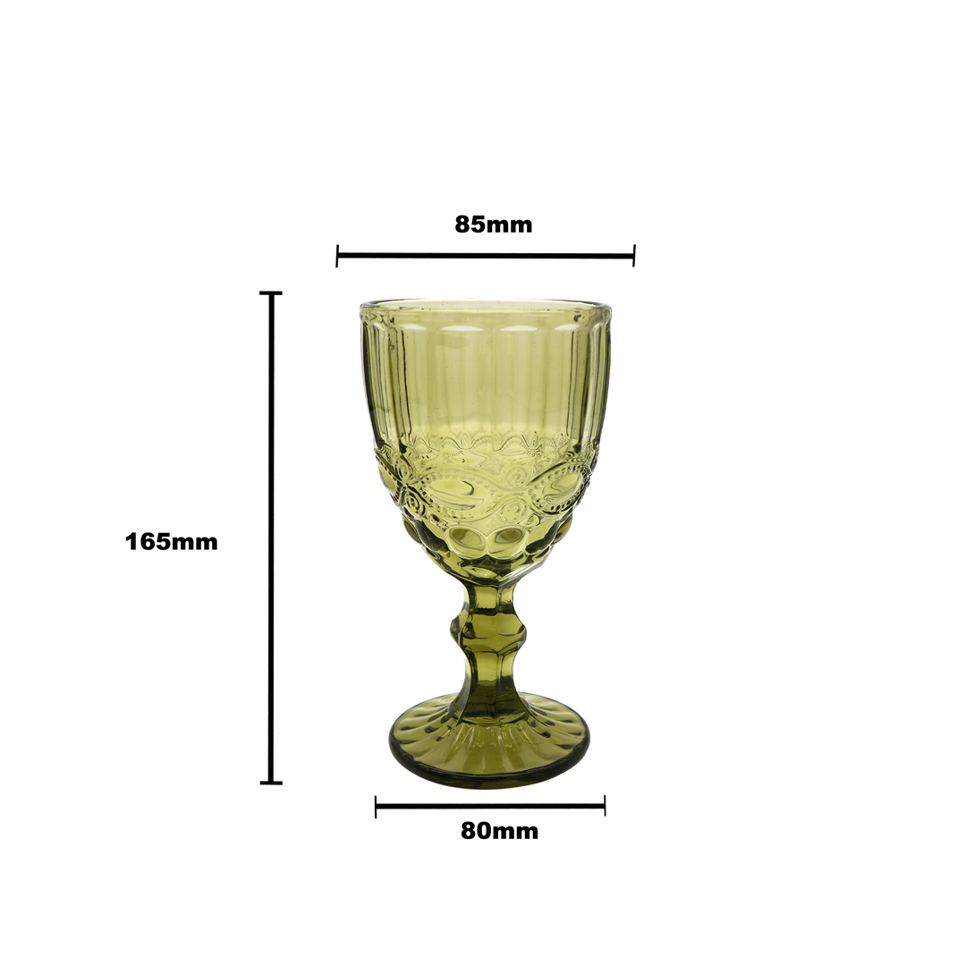 Faubourg Embossed Wine Glass - 310ml Green