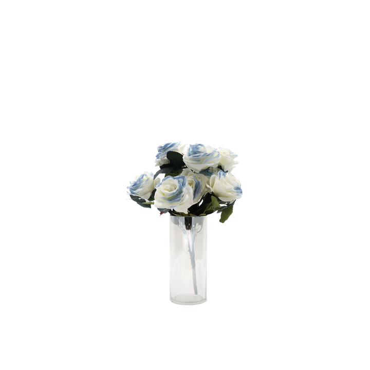 Faux Rose Bouquet Stem blue