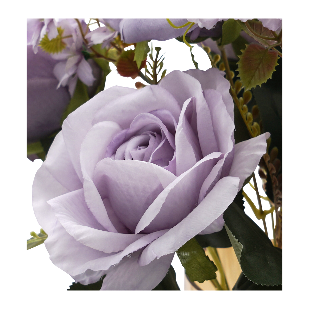 Faux Light Purple Rose/Blueberry Flower Stem