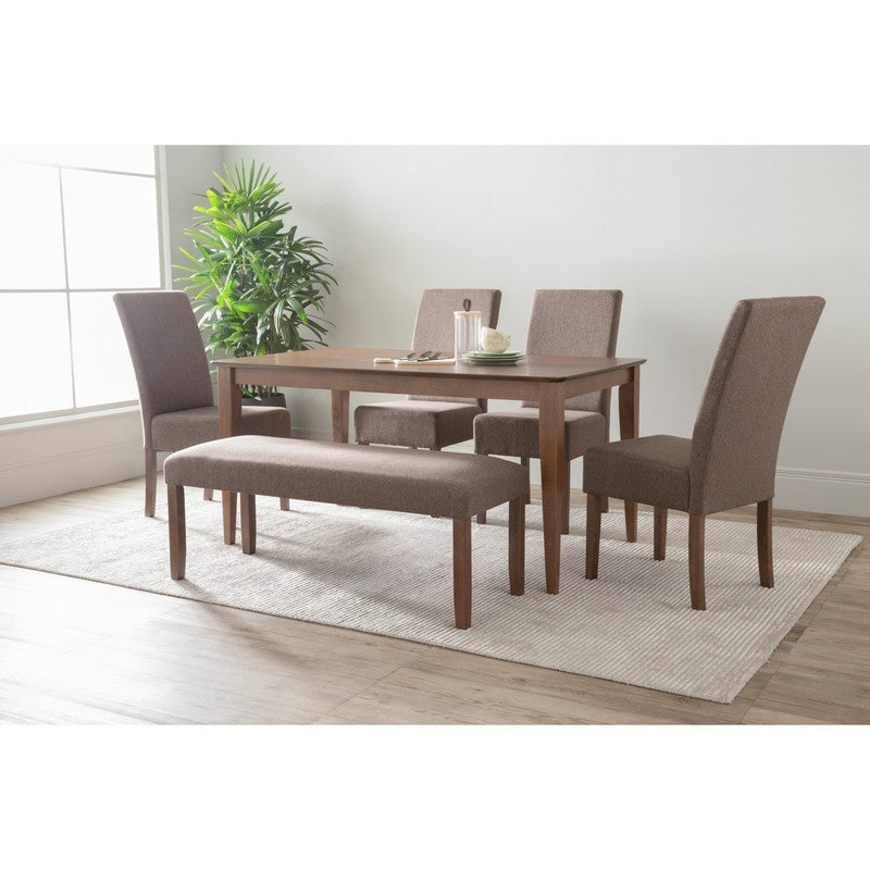 ALLEGRO Dining Table + 4x MESI Dining Chair + MESI Bench - 6 Piece Dining Set - Cocoa