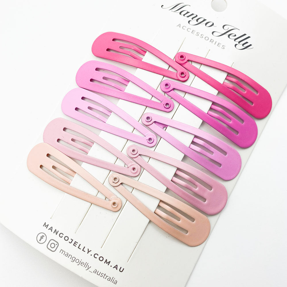 MANGO JELLY Everyday Snap Hair Clips (5cm) - Just Pink - Six Pack