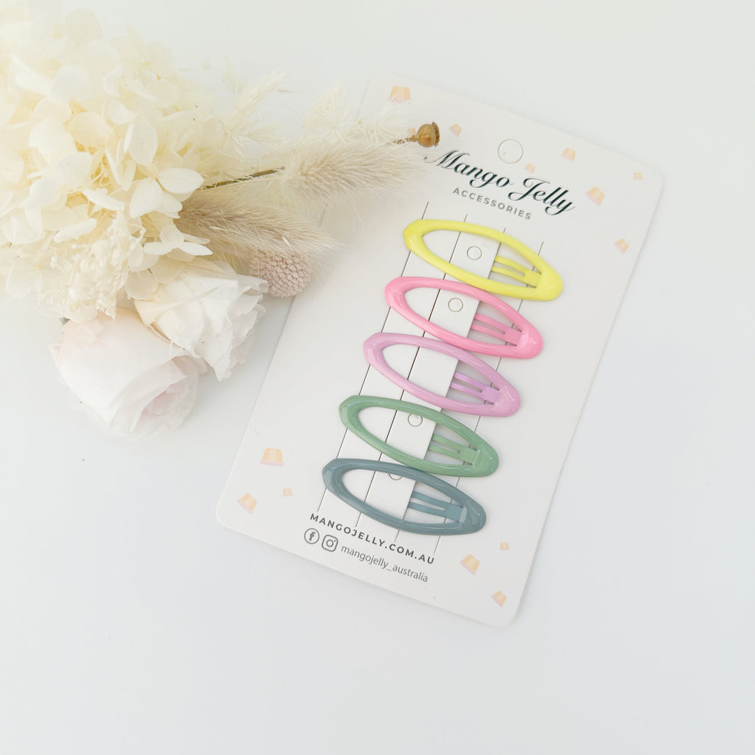 MANGO JELLY Butter Cream Hair Clips Collection - Candy Oval - One Pack