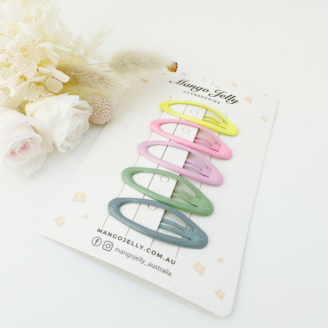 MANGO JELLY Butter Cream Hair Clips Collection - Candy Oval - One Pack