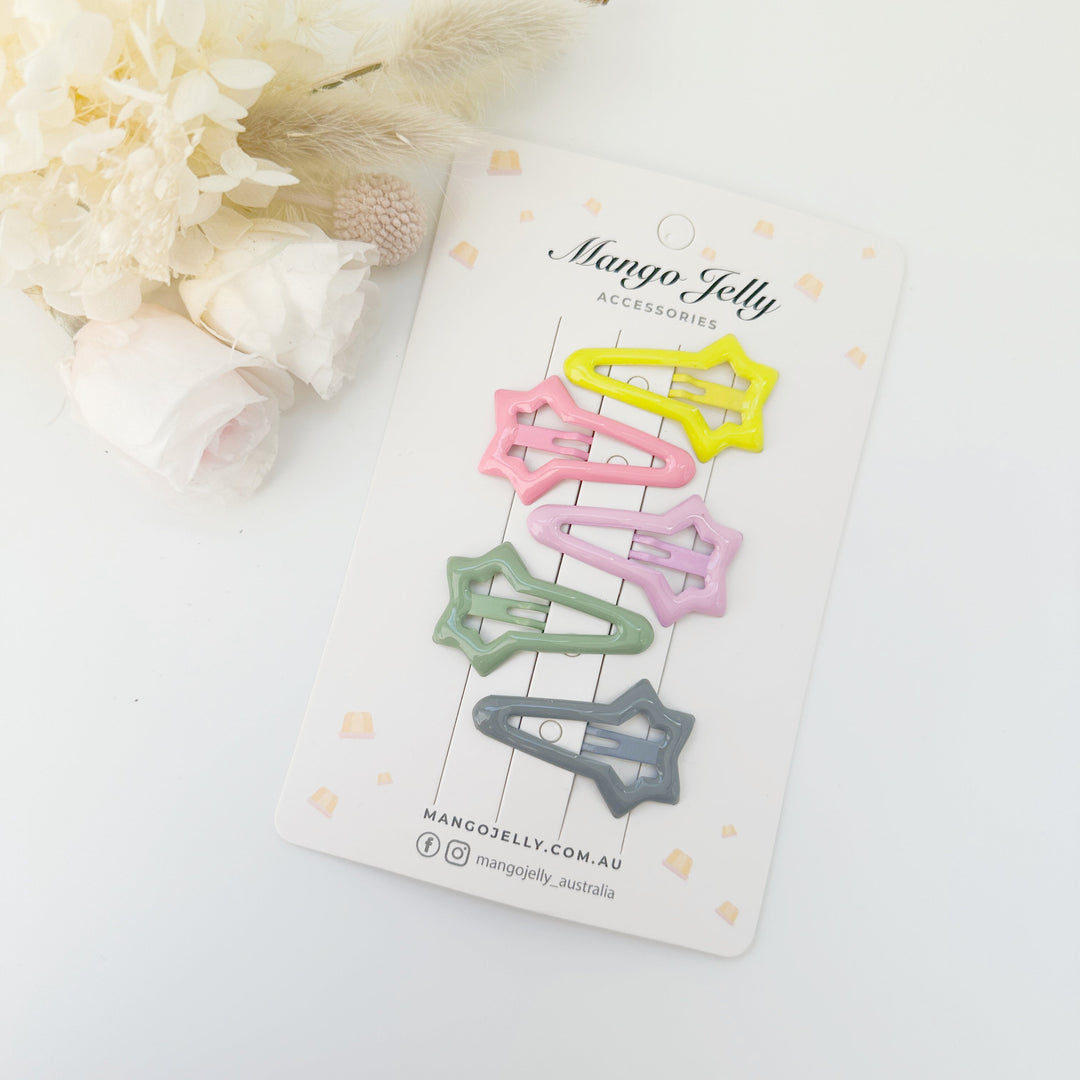 MANGO JELLY Butter Cream Hair Clips Collection - Candy Shooting Stars - One Pack