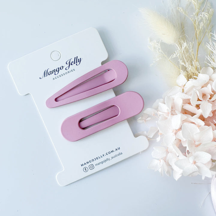 MANGO JELLY Large Pastel Coated Hair Clips - Pink - Twin Pack