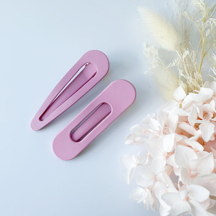 MANGO JELLY Large Pastel Coated Hair Clips - Pink - Twin Pack