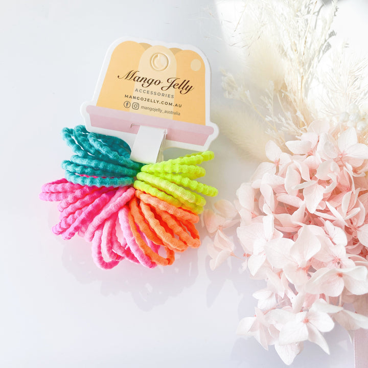 MANGO JELLY Kids Hair Ties (3cm) - Bubbly Neon (THICK) - One Pack