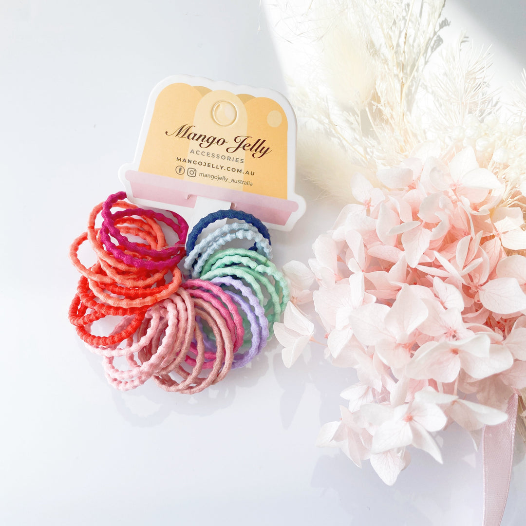 MANGO JELLY Kids Hair Ties (3cm) - Bubbly Retro -Twin Pack