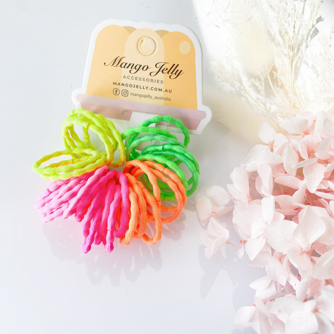 MANGO JELLY Kids Hair Ties (3cm) - Silky Pop Neon - One Pack