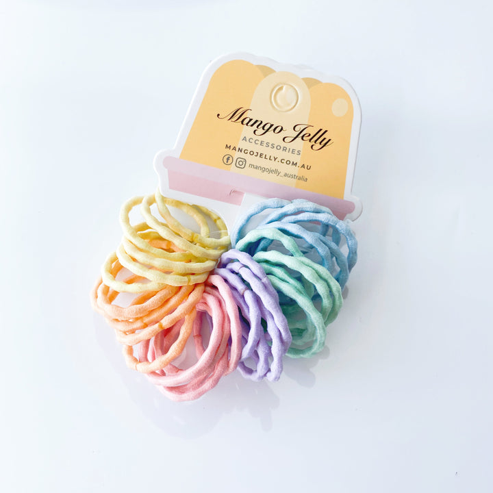 MANGO JELLY Kids Hair Ties (3cm) - Silky Pop Pastel - Six Pack