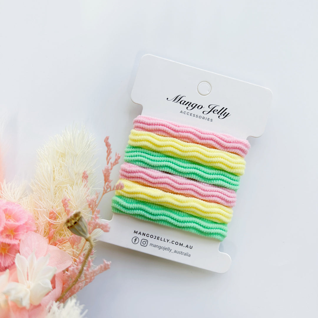 MANGO JELLY Metal Free Textured Hair ties 4cm (Thick) - Pastel-One Pack