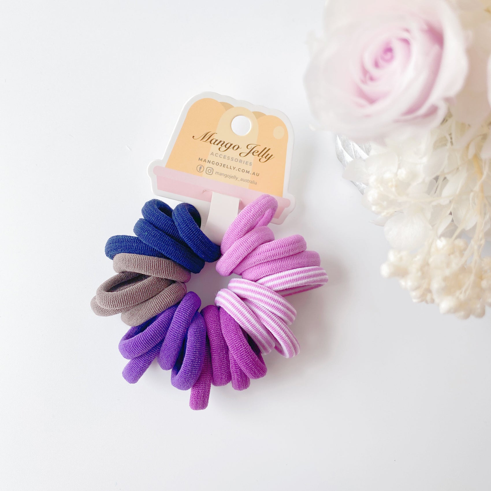 MANGO JELLY Metal Free Hair Ties (3cm) - Magic Purple 24P - One Pack