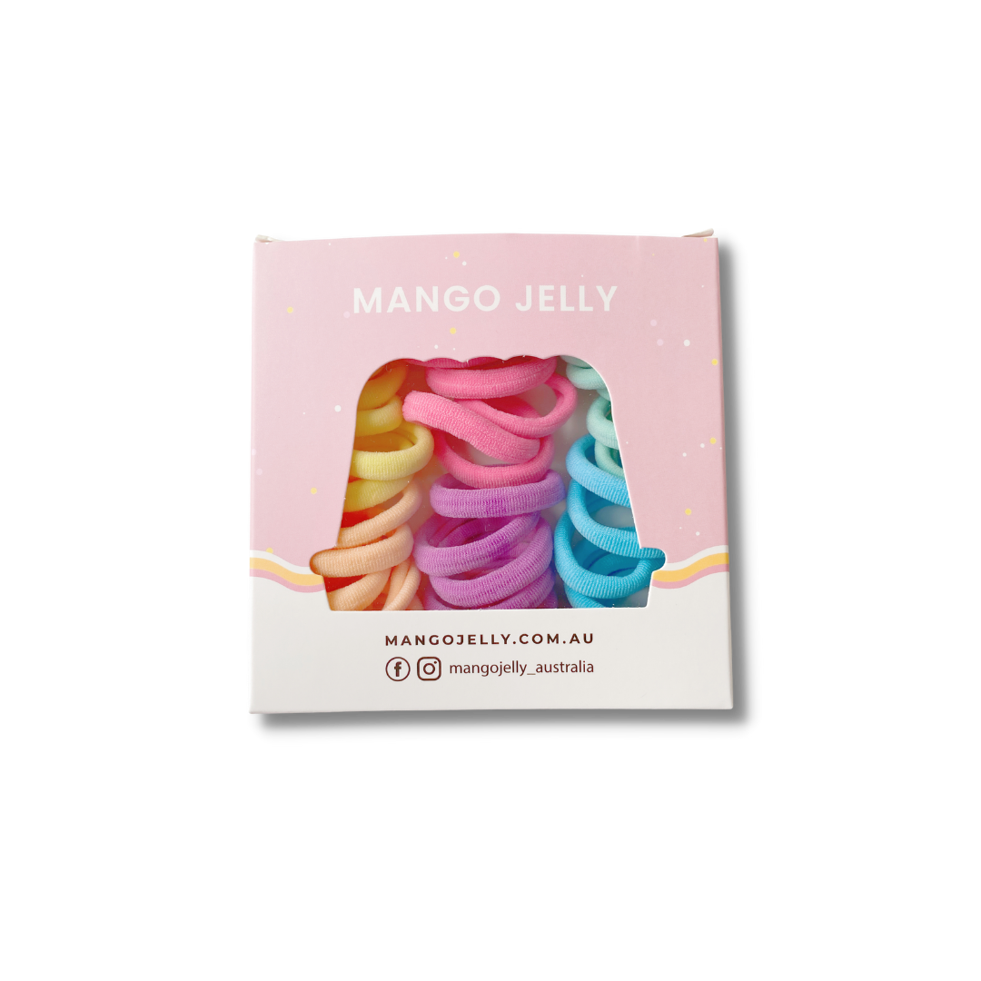 MANGO JELLY Metal Free Hair Ties (3cm) - Classic Pastel 36P -Twin Pack