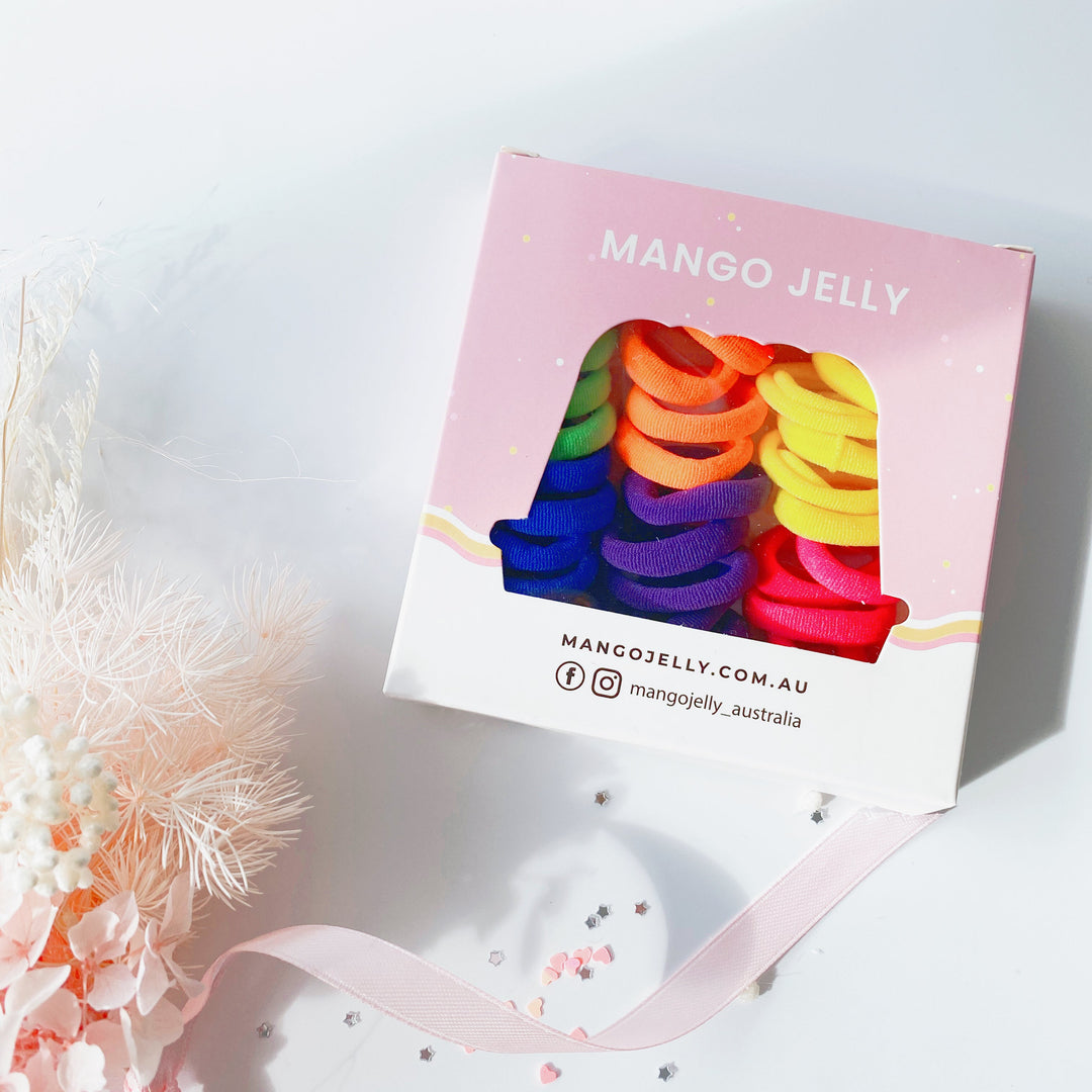 MANGO JELLY Metal Free Hair Ties (3cm) - Retro 36P - Three Pack