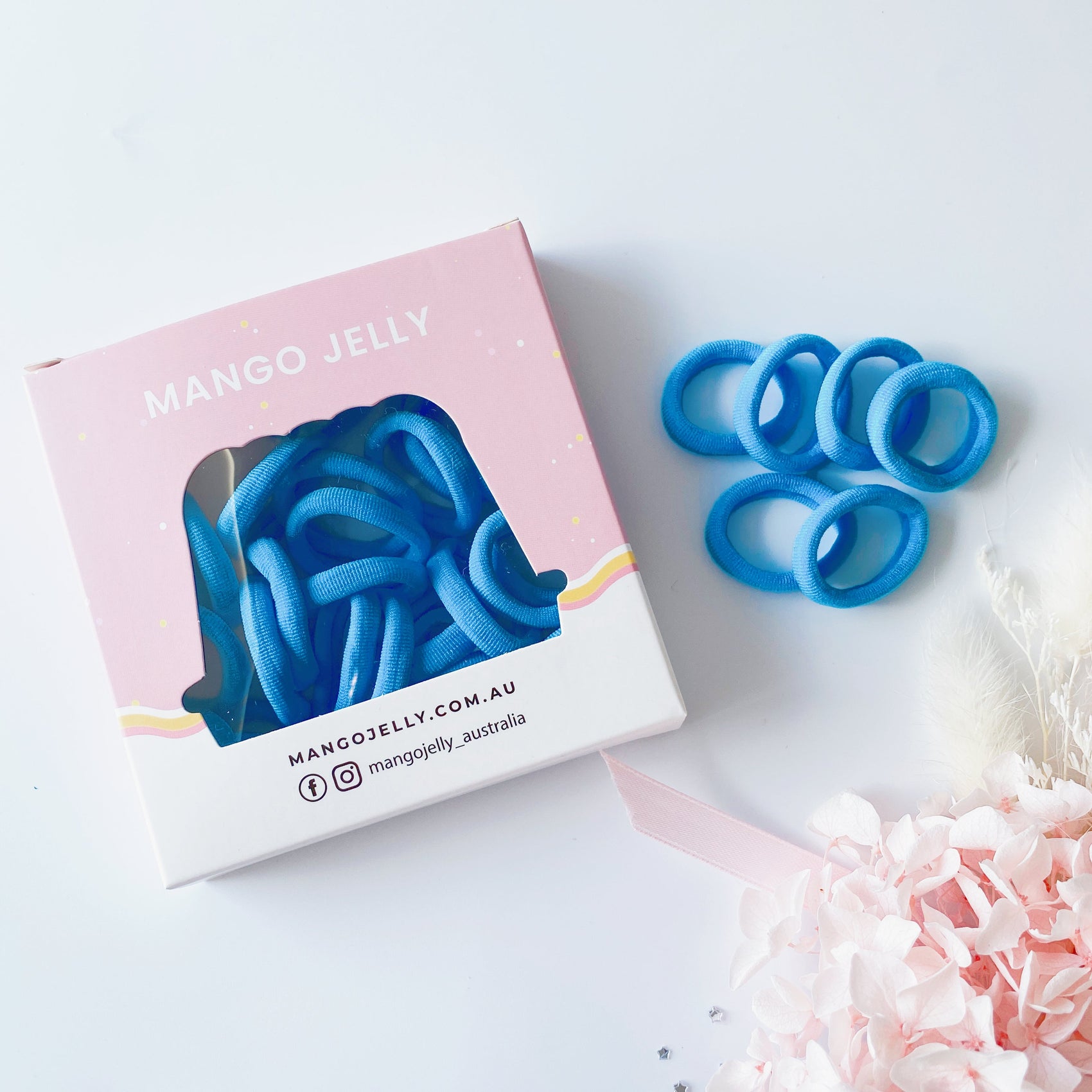 MANGO JELLY Metal Free Hair Ties (3cm) - School Colour Light Blue 36P - TwinPack