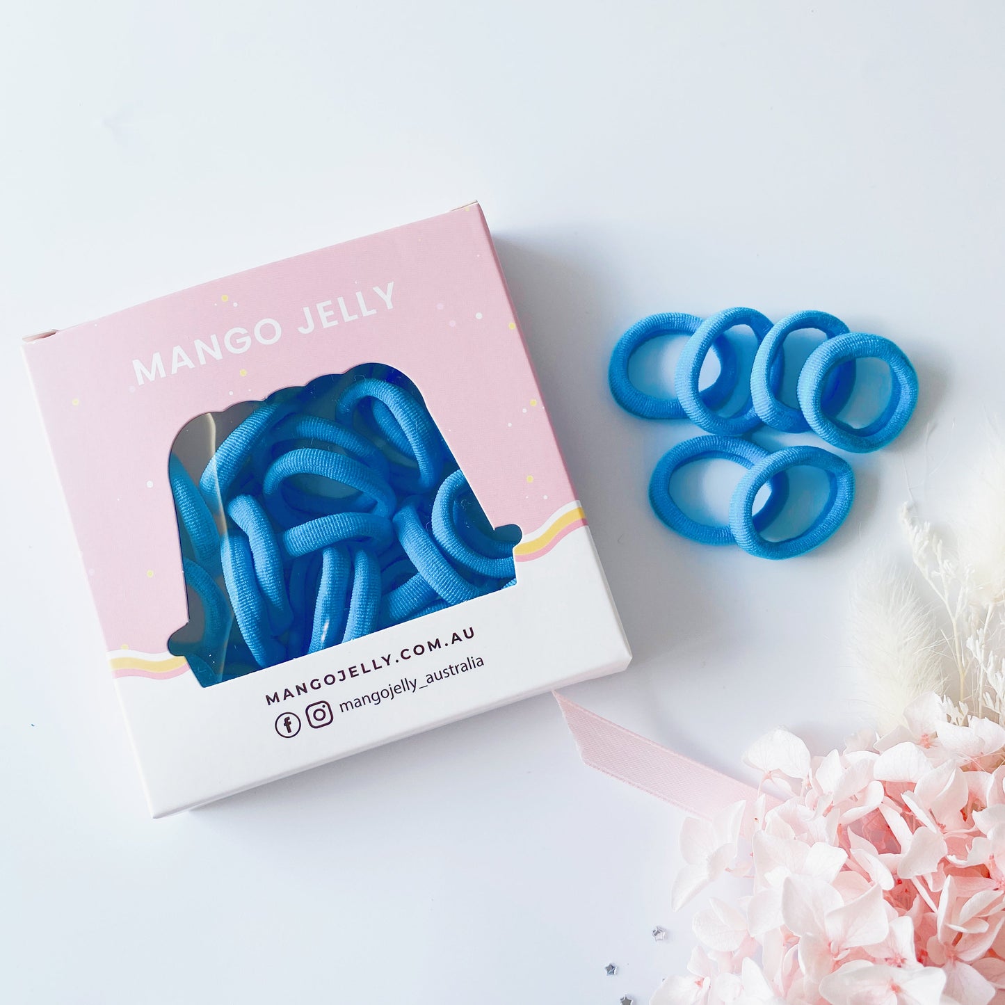 MANGO JELLY Metal Free Hair Ties (3cm) - School Colour Light Blue 36P - Six Pack