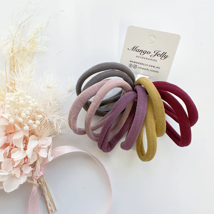 MANGO JELLY Metal Free Hair ties (4.5cm) - Blush Mixed 10P - One Pack