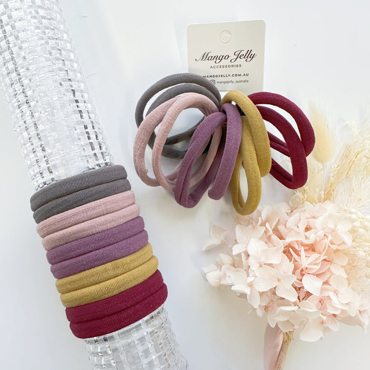 MANGO JELLY Metal Free Hair ties (4.5cm) - Blush Mixed 10P - Three Pack