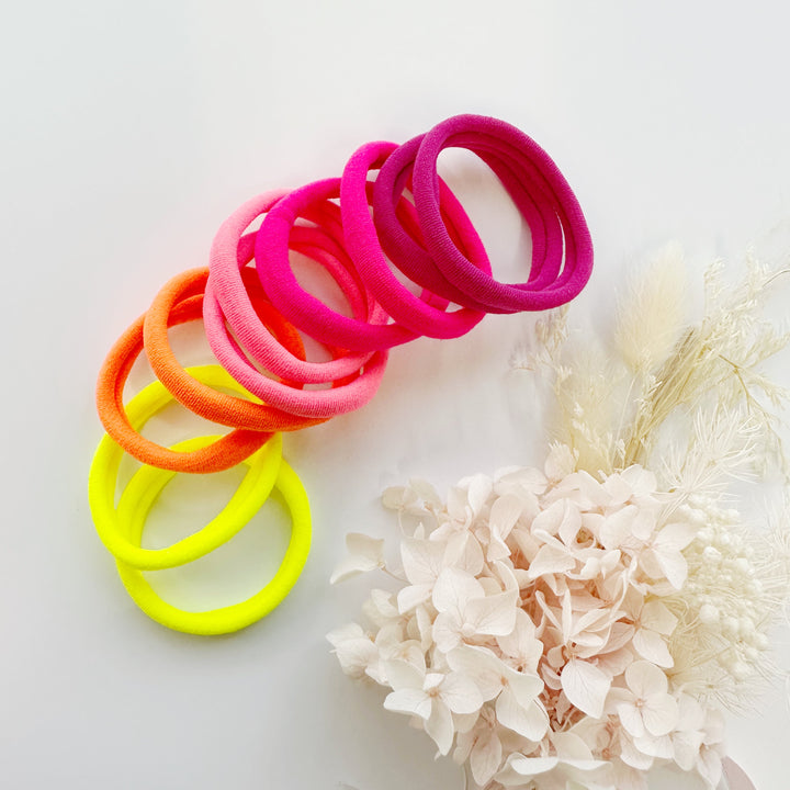 MANGO JELLY Metal Free Hair ties (4.5cm) - Neon Mixed 10P - Twin Pack