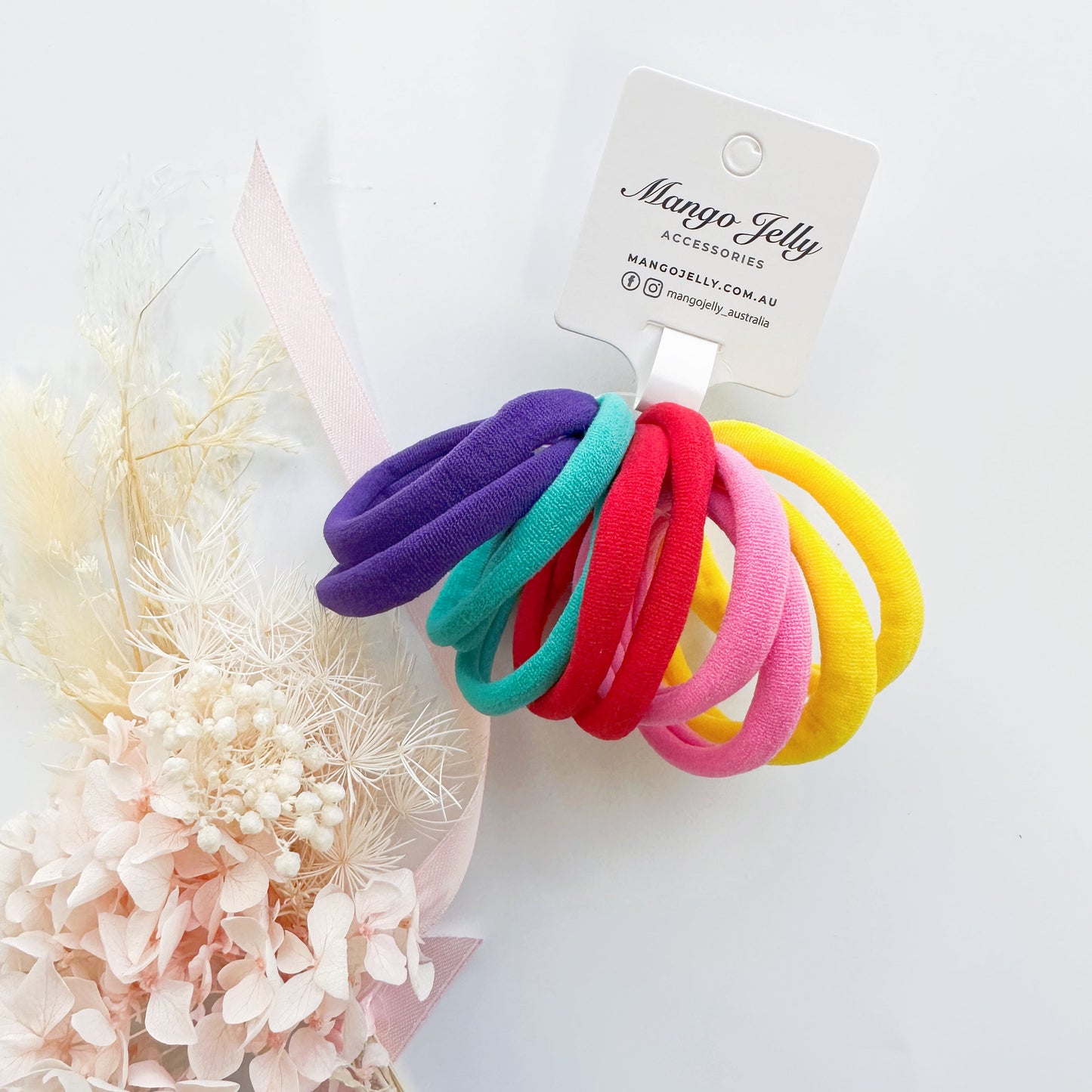 MANGO JELLY Metal Free Hair ties (4.5cm) - Pop Mixed 10P - Six Pack