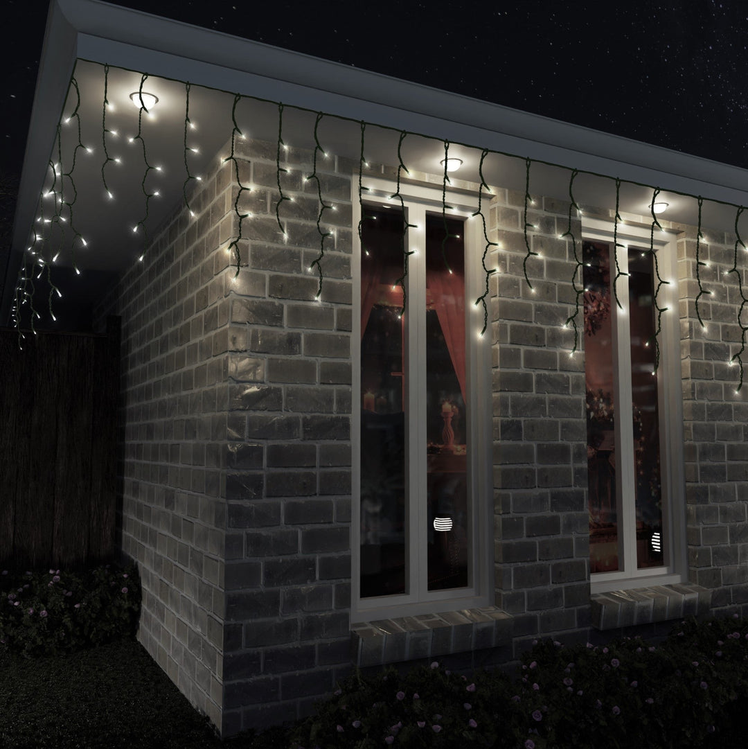 Solar 200 LED Icicle Lights – 3.9m x 33cm, available in 3 Colors - Warm White