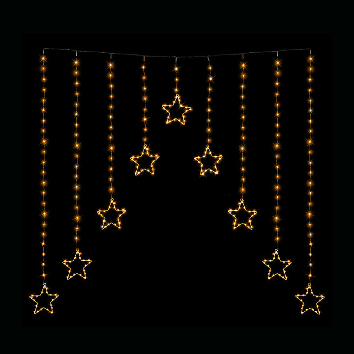 LED Wire Star Curtain Gold Lights